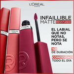 Flydende læbestift L'Oreal Make Up Infaillible Matt Resistance Nº 120 Nº 120-Major Crush (1 enhed) makeup-emballage