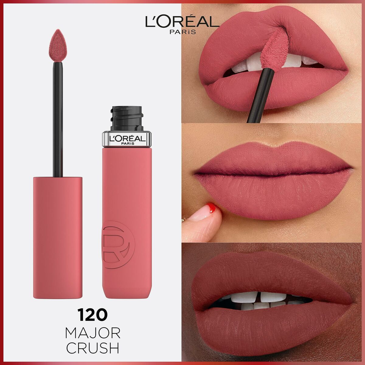 Flydende læbestift L'Oreal Make Up Infaillible Matt Resistance Nº 120 Nº 120-Major Crush (1 enhed) makeup-emballage