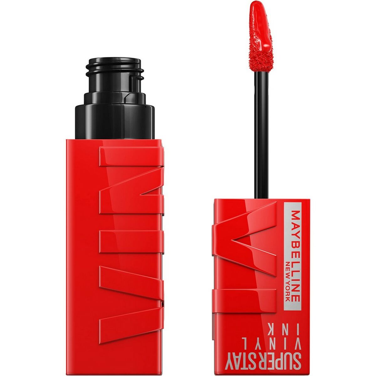 shimmer læbestift Maybelline Superstay Vinyl Link 25-rødglødende makeup-emballage