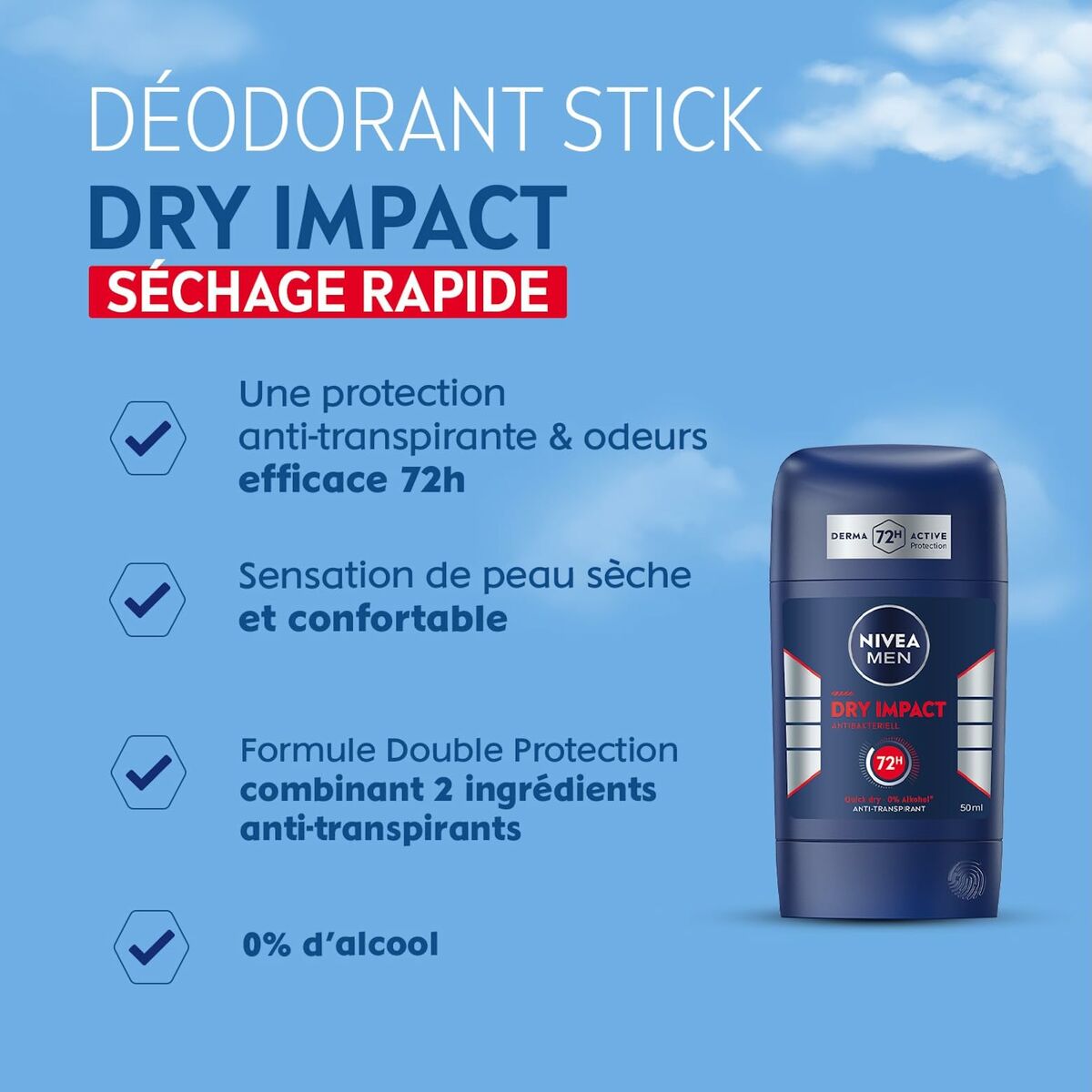 Spray Deodorant Nivea MEN DRY IMPACT 50 ml til mænd produktemballage