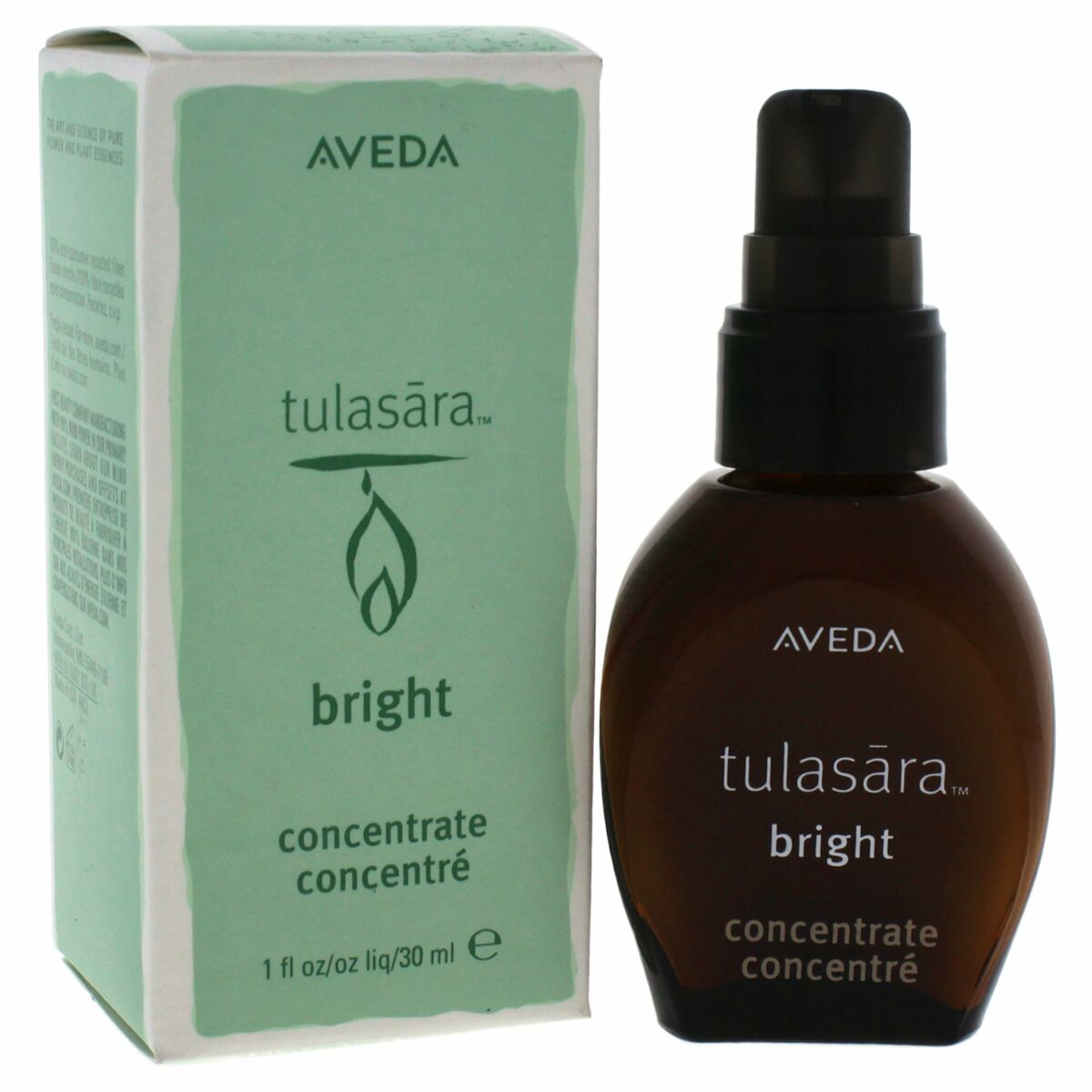 Ansigtsreparationsbalsam Aveda Tulasara Bright Concentrate 30 ml Lakrids til kvinder hudplejeemballage