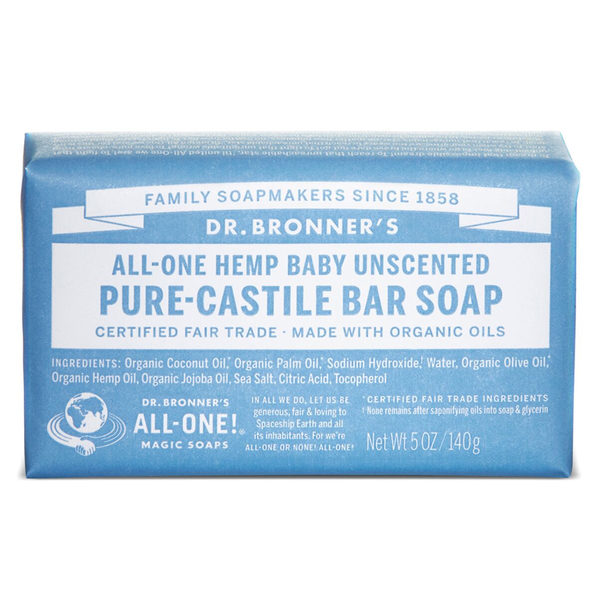 Sæbekage Dr Bronner's Baby 140 g produktemballage