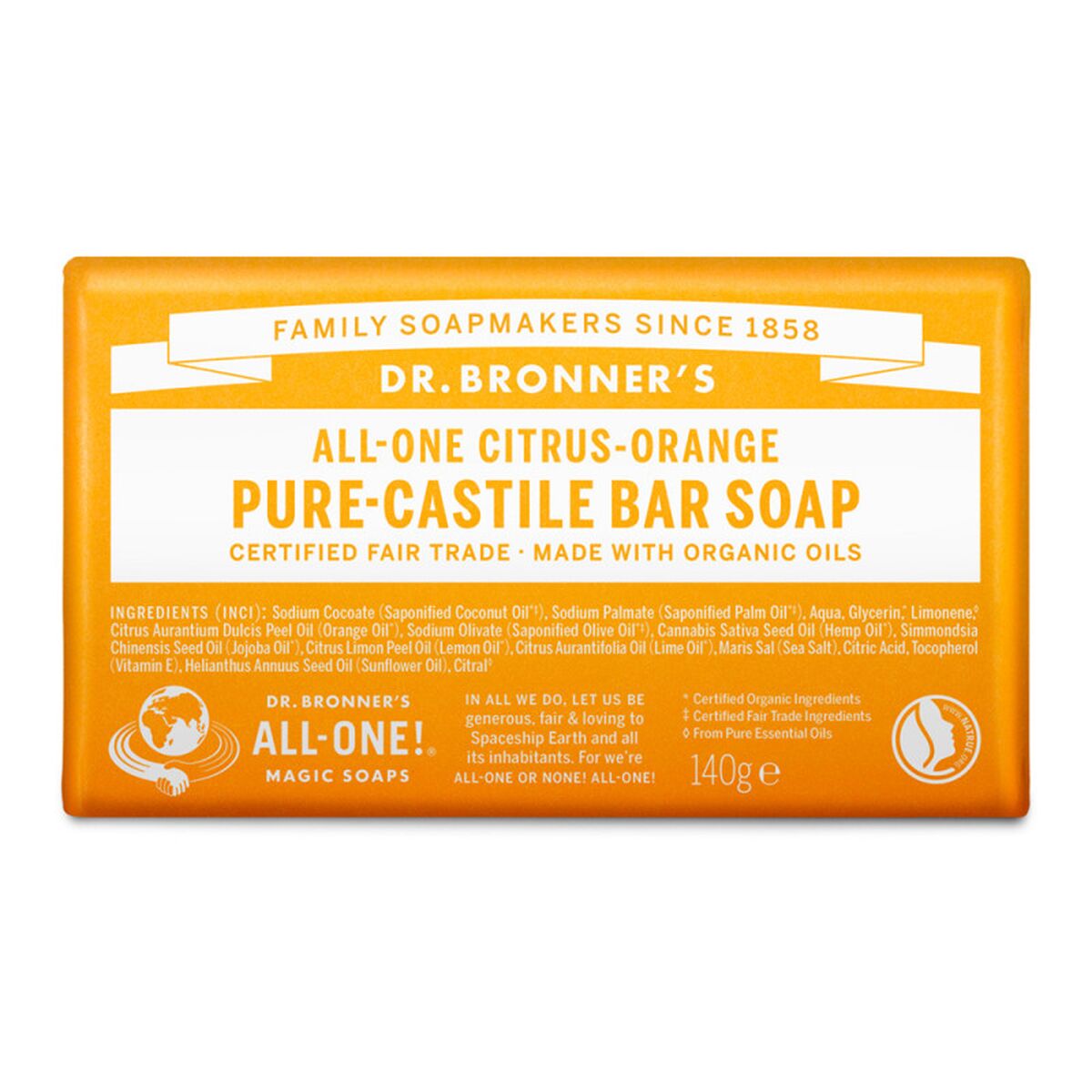 Sæbekage Dr Bronner's 140 g Citron-produktemballage