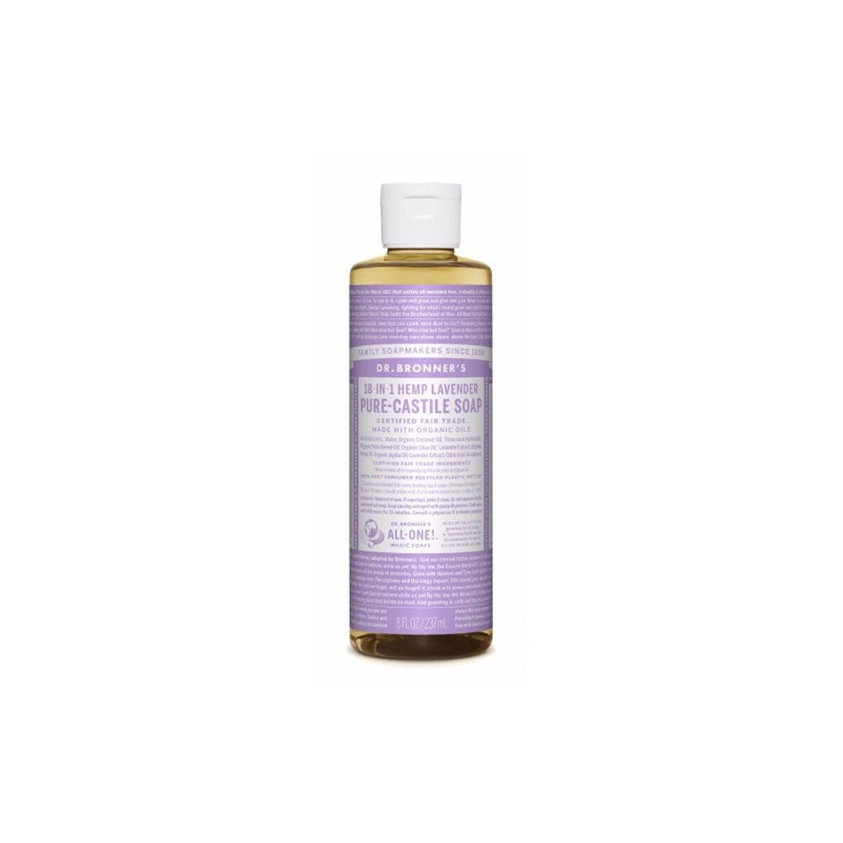 Flydende sæbe Dr Bronners 240 ml lavendel-produktemballage