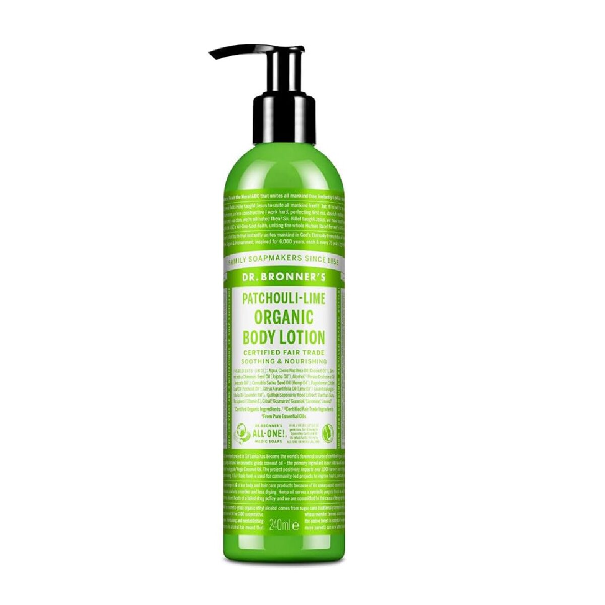 Body Lotion Dr Bronner's Patchouli Lime 240 ml hudplejeemballage