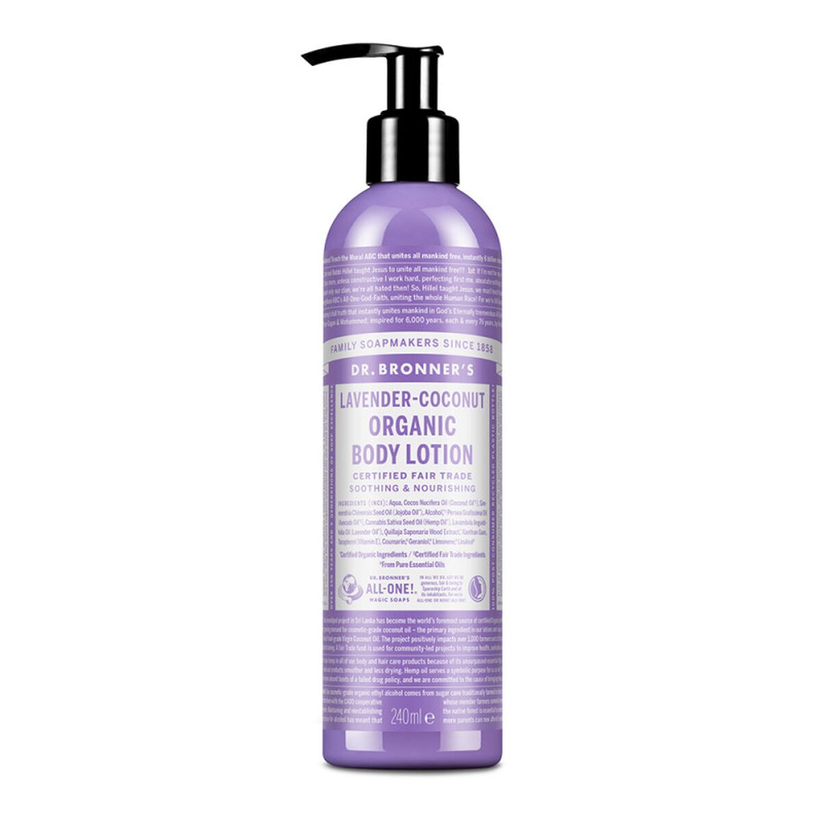 Body Lotion Dr Bronner's Lavanda-Coco til kvinder hudplejeemballage
