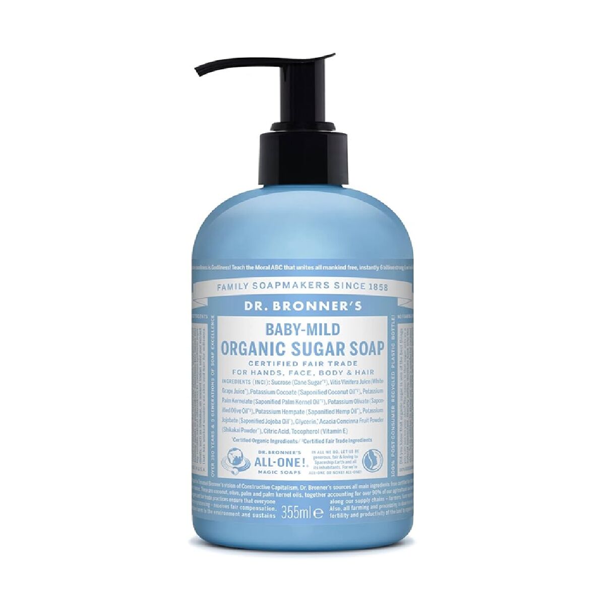 Håndsæbe Dr Bronner's Baby-Mild 355 ml produktemballage