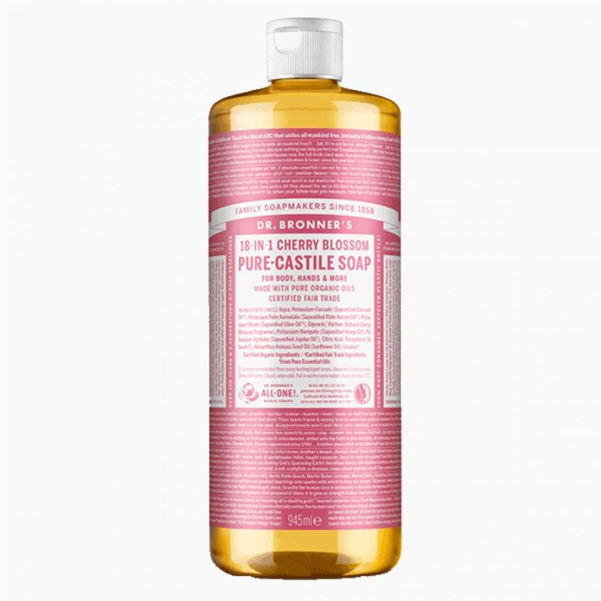 Flydende sæbe Dr Bronner's Cherry Blossom 945 ml produktemballage