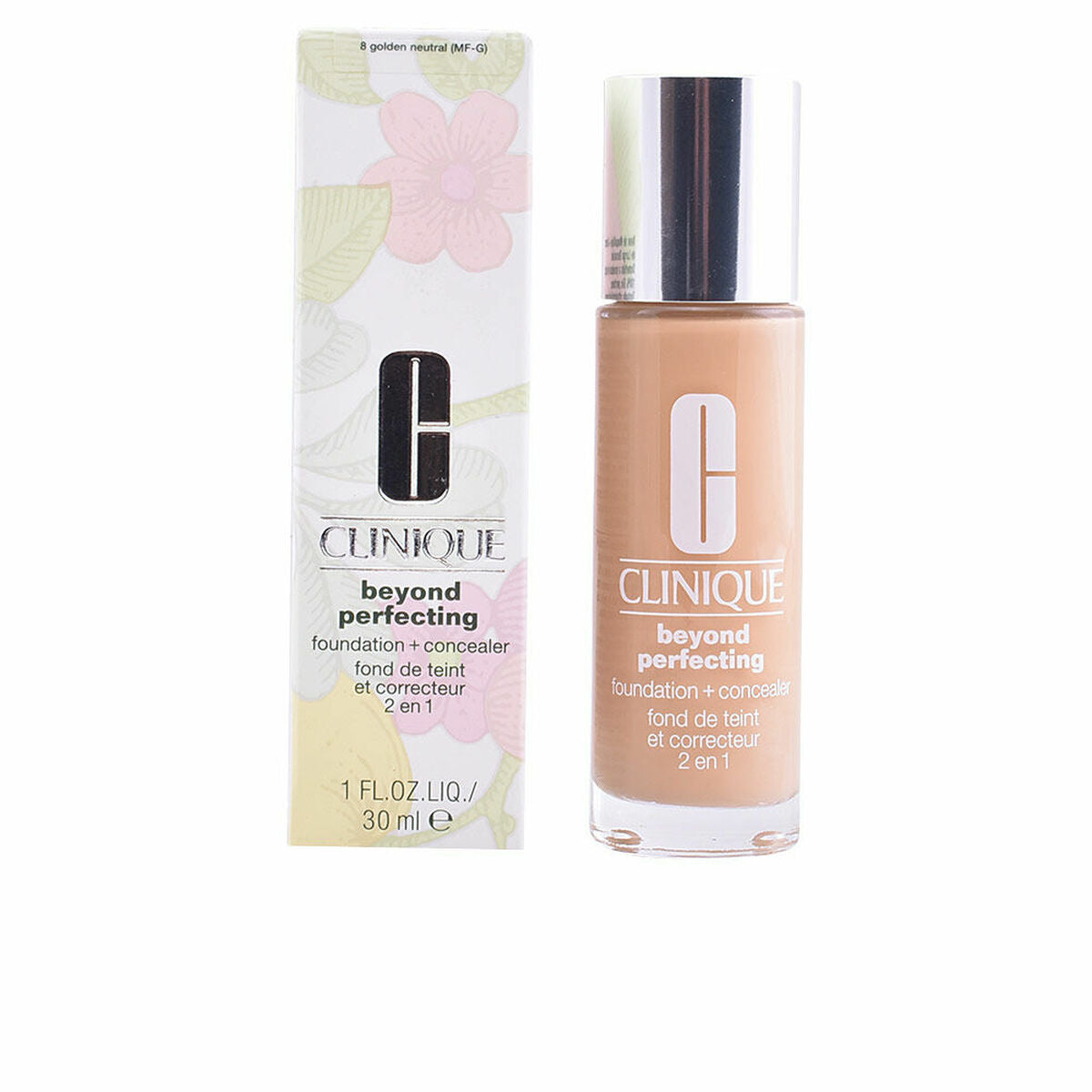 Liquid Make Up Base Clinique Beyond Perfecting 8-gyldne neutral Nº 8-Golden Neutral 30 ml 2-i-1 produktemballage
