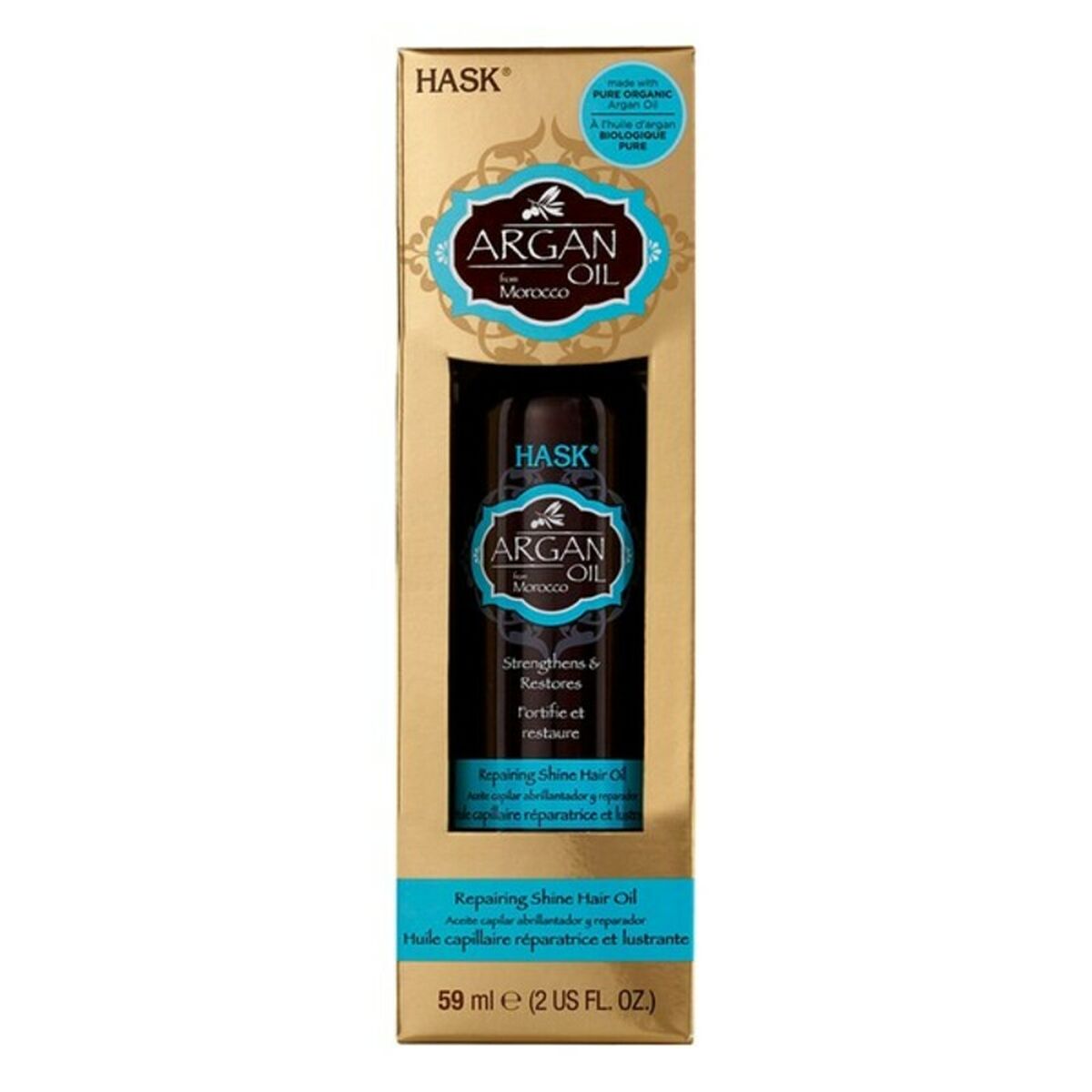Komplet Restorative Oil HASK 59 ml produktemballage