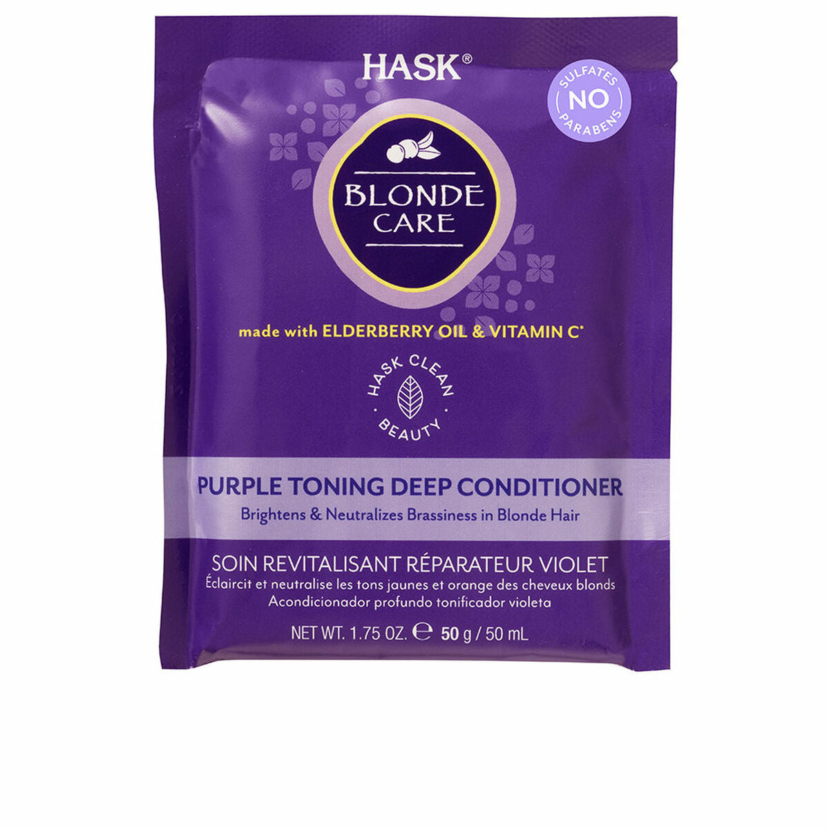 Color Reviving Conditioner til blondt hår HASK Blonde Care 50 g til kvinder balsamflaske