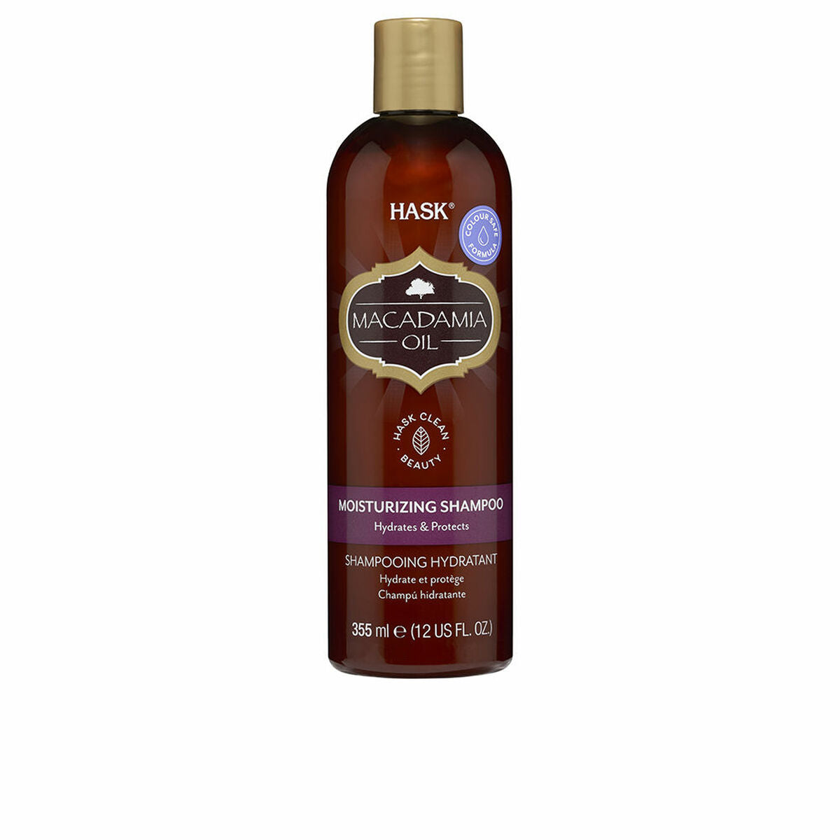 Fugtgivende shampoo HASK MACADAMIA OIL 355 ml til kvinder shampooflaske