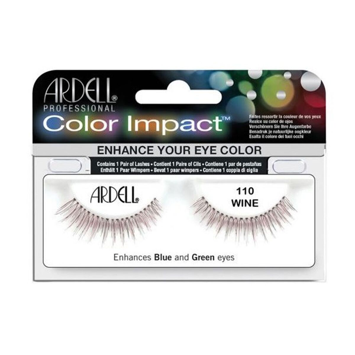 Sæt med falske øjenvipper Ardell Color Impact Nº 110 Vinproduktemballage