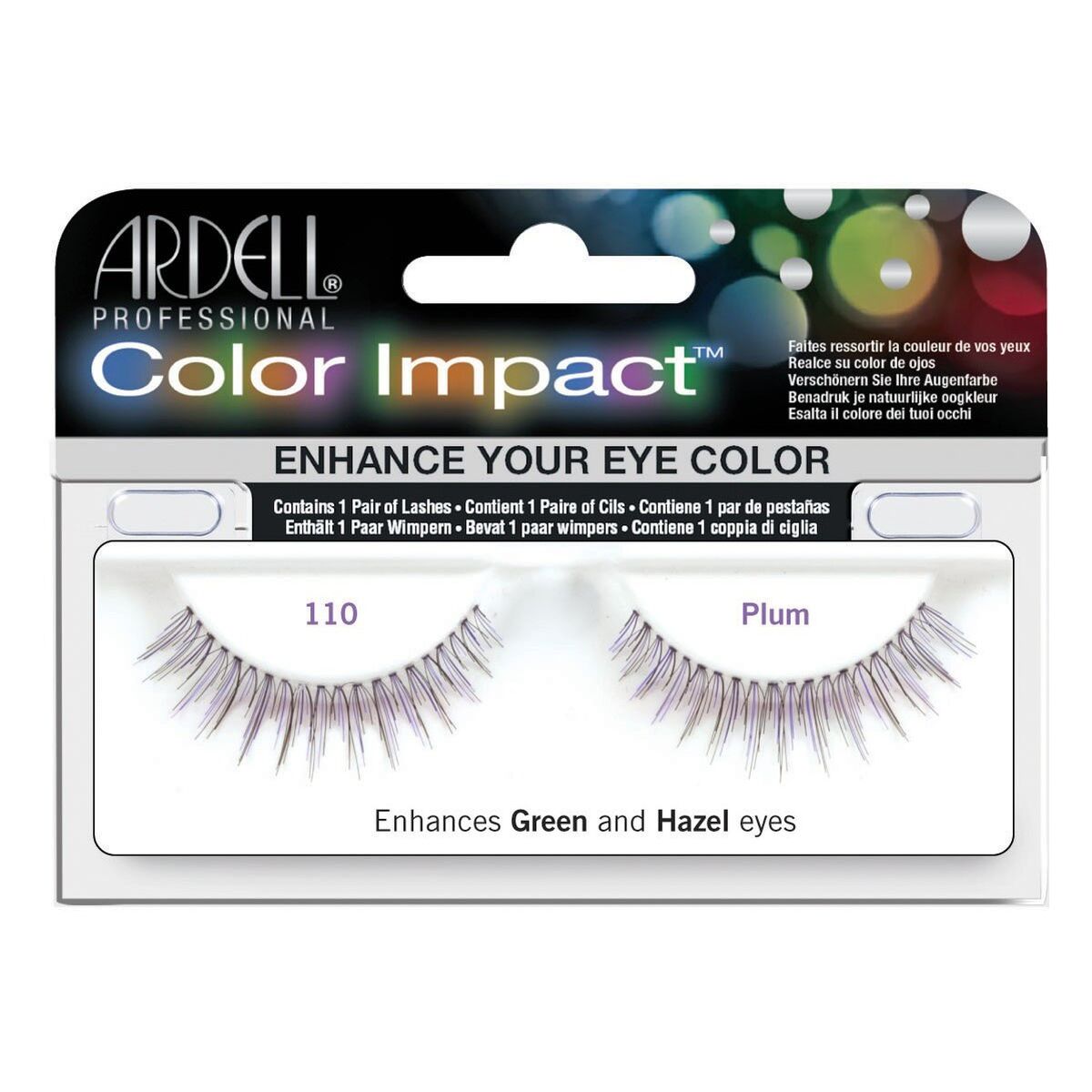 Sæt med falske øjenvipper Ardell Color Impact Nº 110 Plum produktemballage