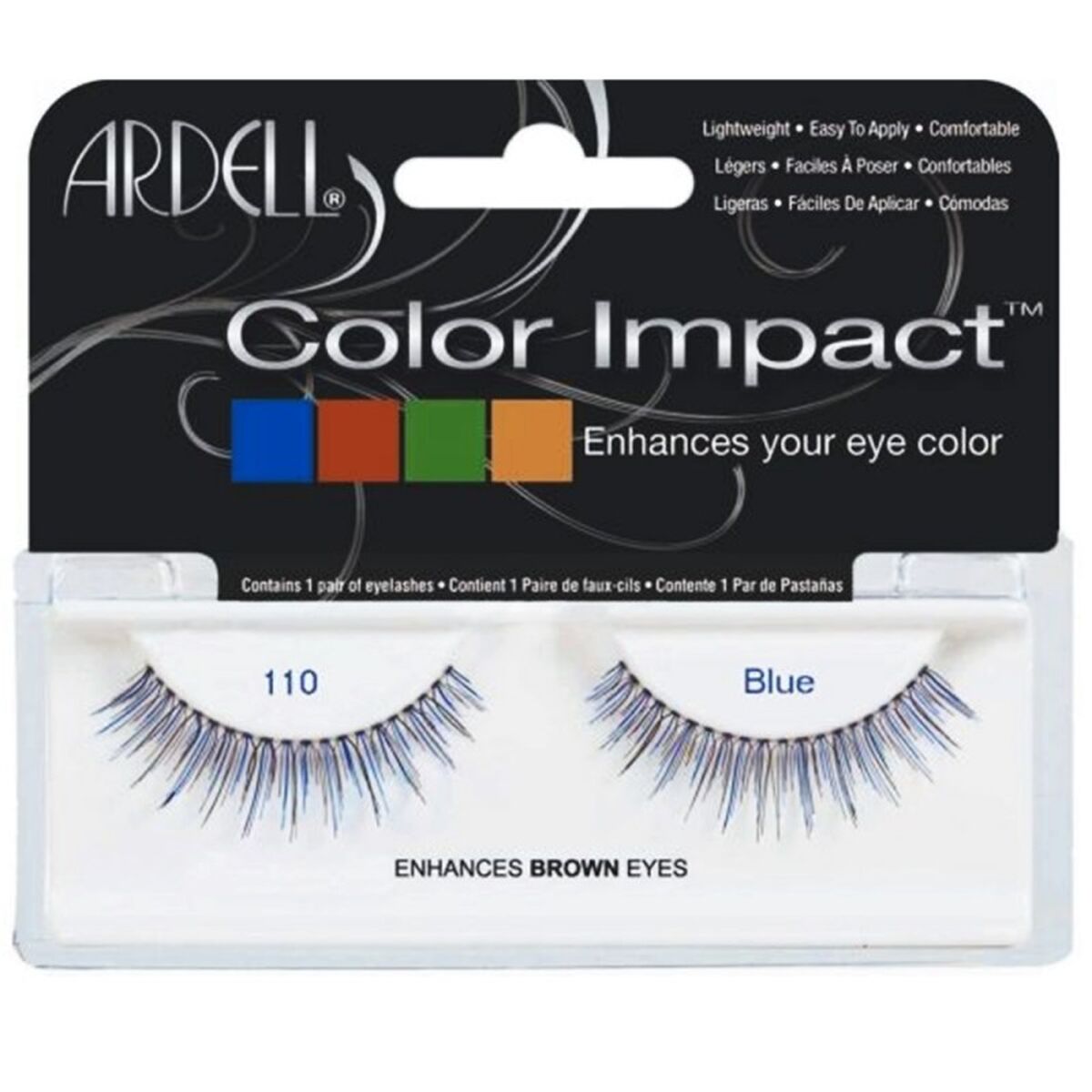 Sæt med falske øjenvipper Ardell Color Impact Nº 110 Blå produktemballage