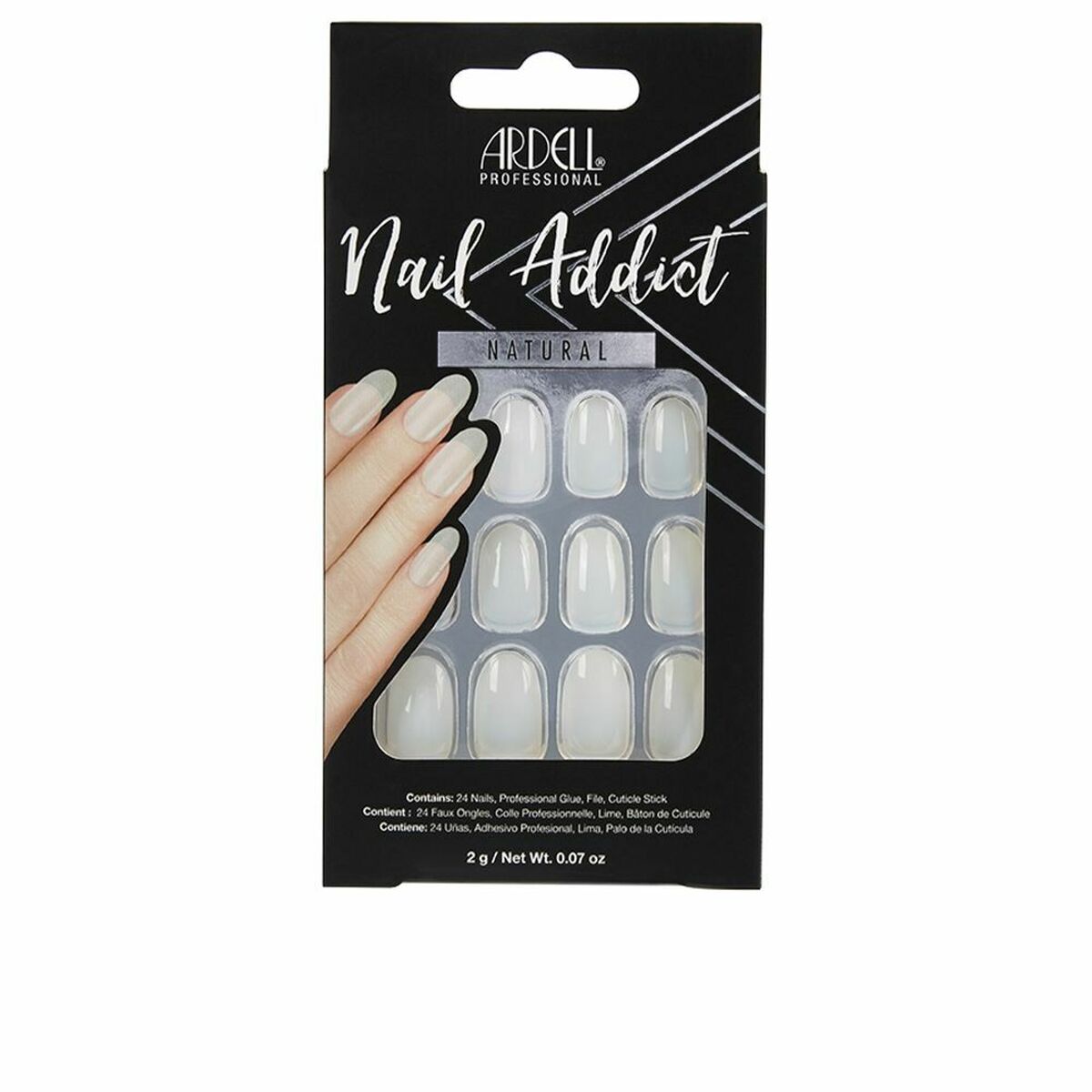 Falske negle Ardell Nail Addict Natural Oval (24 stk) produktemballage