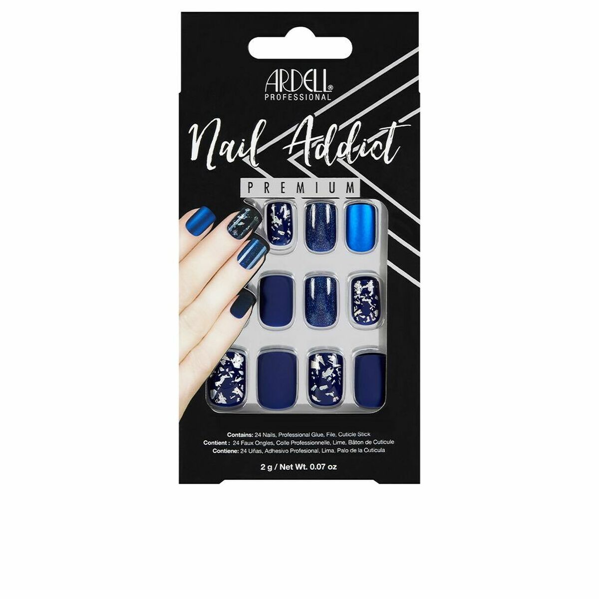 Falske negle Ardell Nail Addict Matte Blue (24 stk) produktemballage