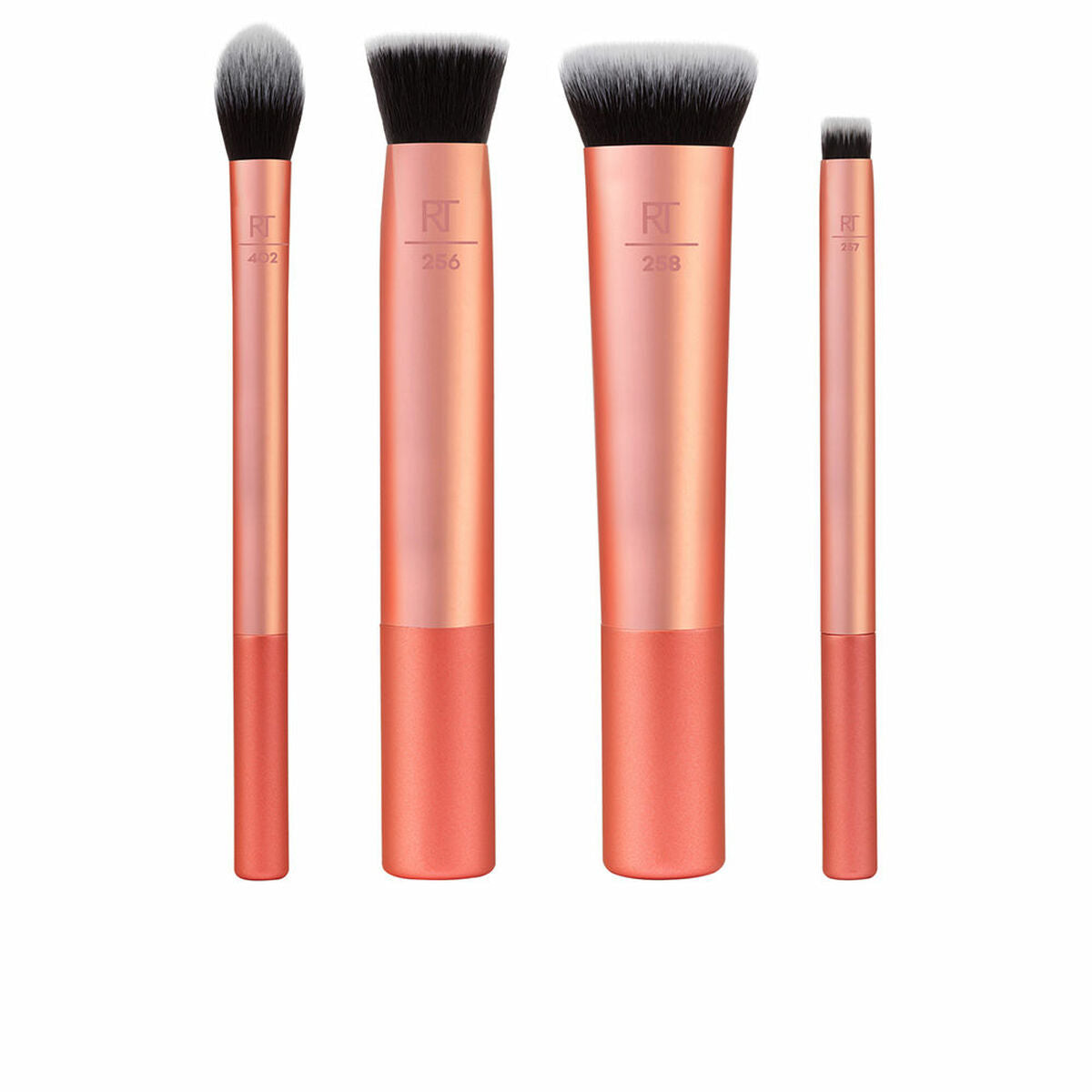 Sæt med make-up børster Real Techniques Salmon 4 stykkers produktemballage