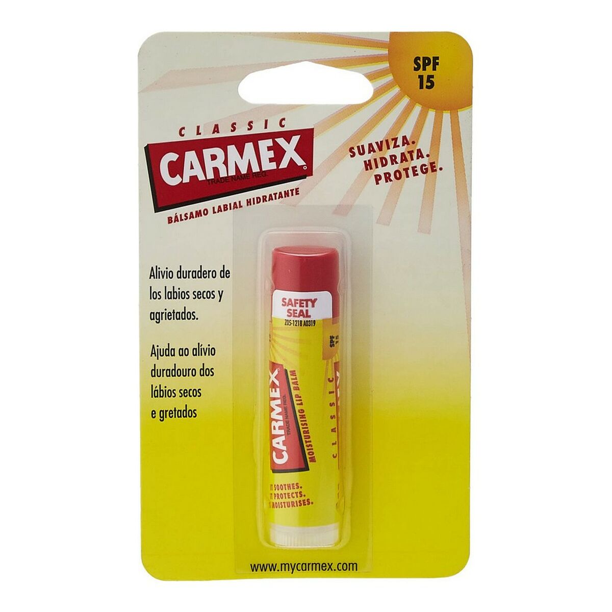 Fugtgivende læbepomade Carmex Classic Stick 4,25 g Spf 15 hudplejeemballage 4,25 g
