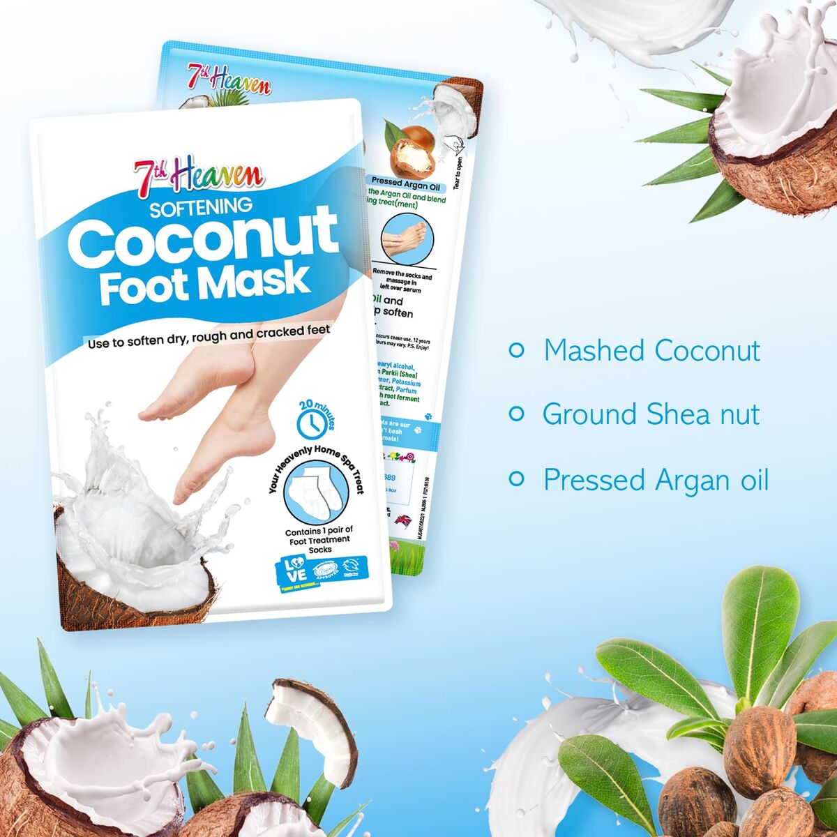 Moisturizing Foot Cream 7th Heaven COCONUT (1 enhed) hudplejeemballage