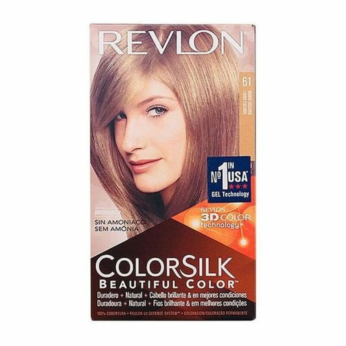 Farve uden ammoniak Revlon 5753-61 Nº 61-Rubio Oscuro (1 enhed) til Dame-produktemballage