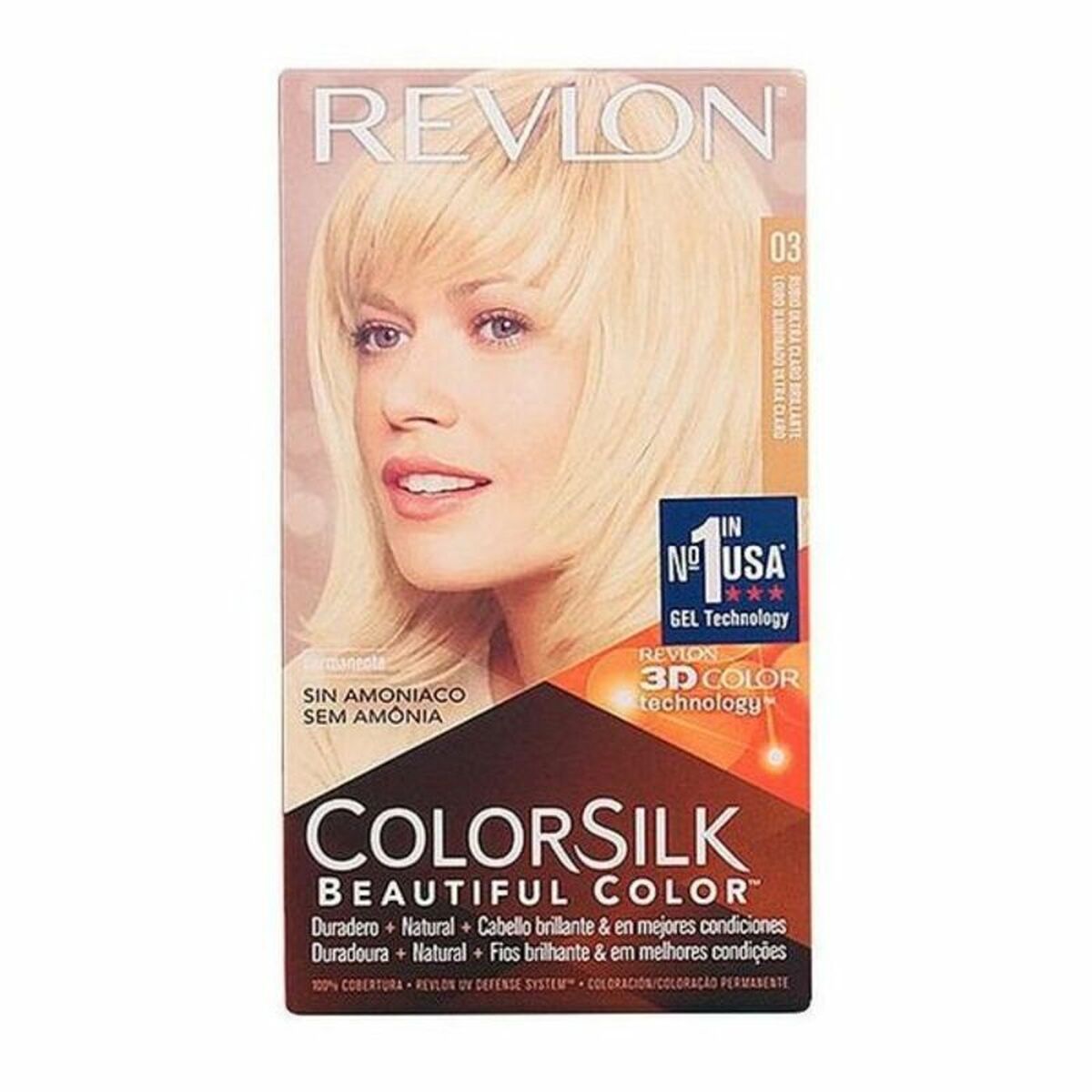 Farvestof uden ammoniak Revlon RK- Ultra Light Natural Blond Nº 03-Rubio Ultra Claro (1 enhed) produktemballage til kvinder