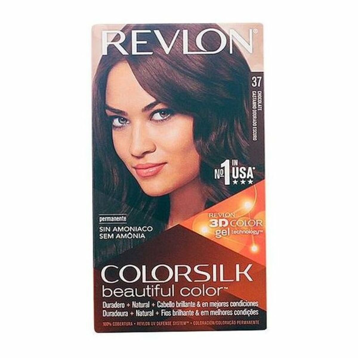 Farve uden ammoniak Revlon Colorsilk Nº 37-chokolade (1 enhed) til kvinder produktemballage