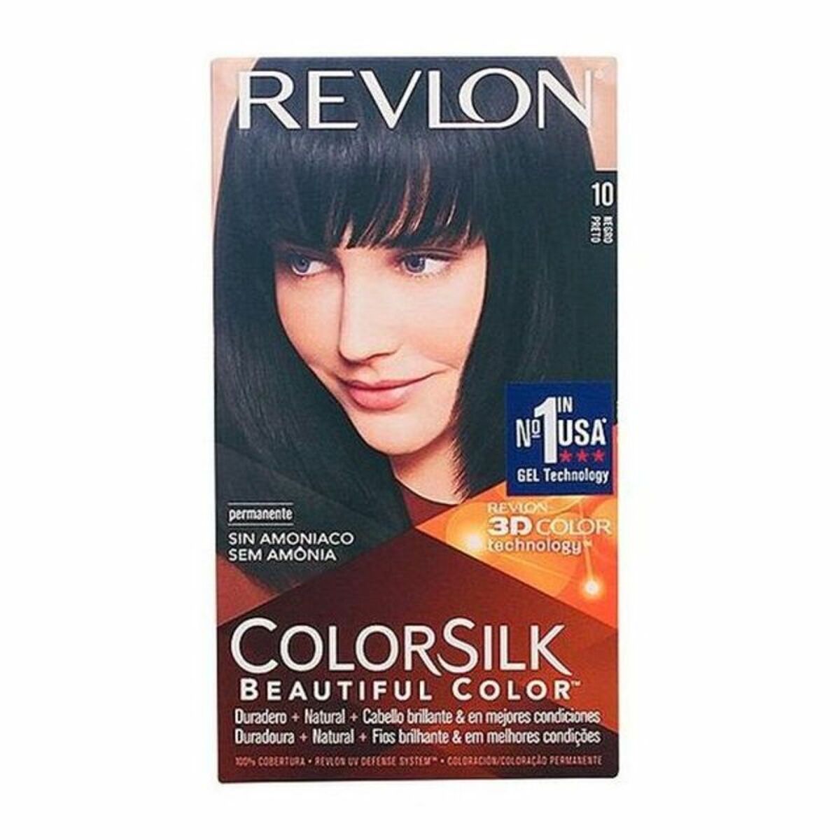 Farve uden ammoniak Revlon Colorsilk Nº 10-Negro (1 enhed) til kvinder produktemballage
