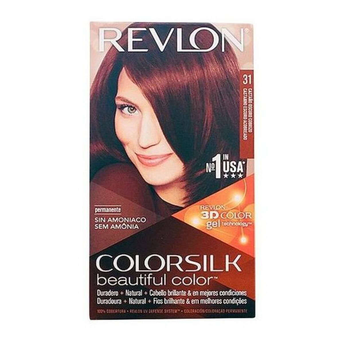 Farve uden ammoniak Revlon mørk kobber kastanje nr. 31-Castano Oscuro Cobrizo (1 enhed) til kvinder produktemballage