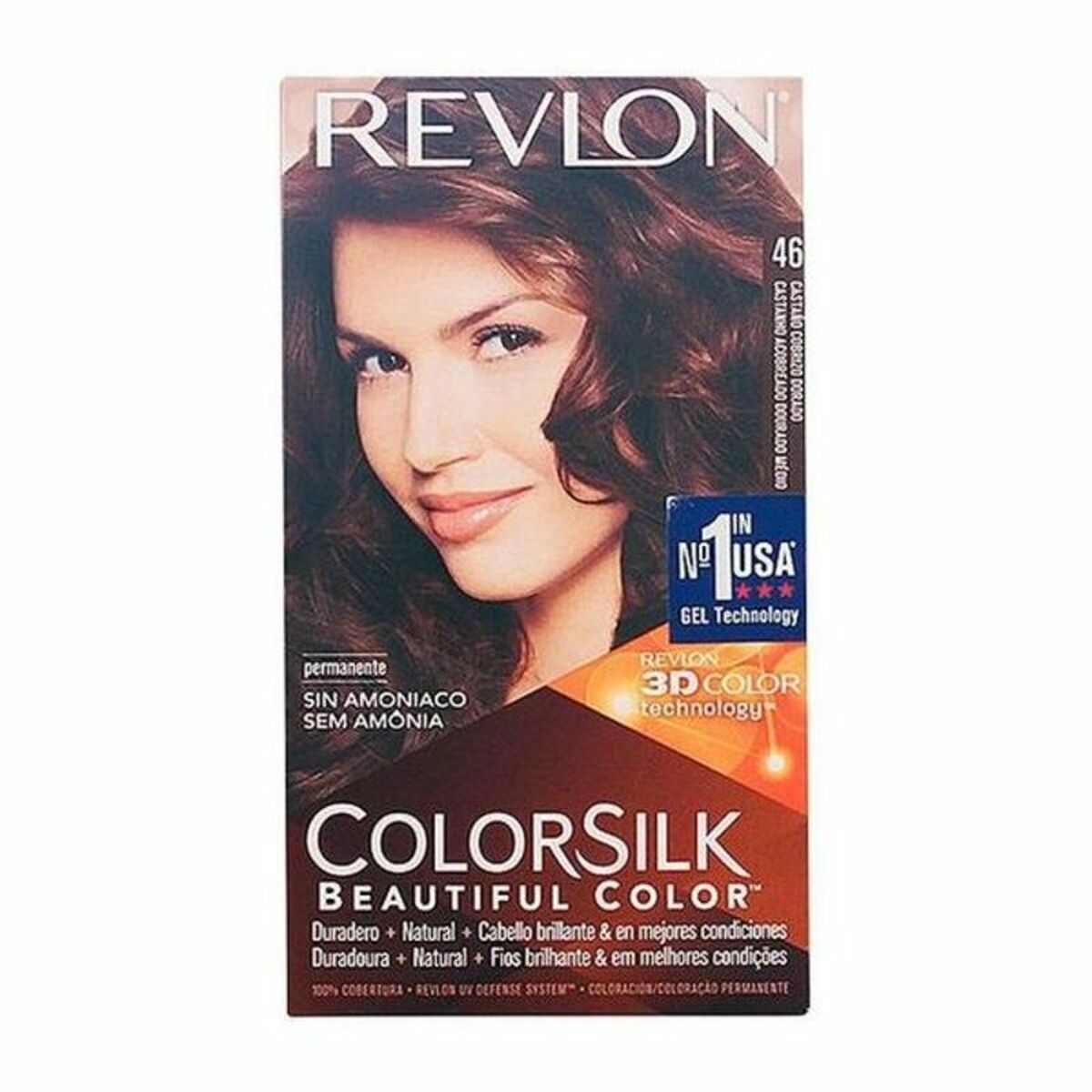 Farve uden ammoniak Revlon gylden kobber kastanje nr. 46-Castano Cobrizo Dorado (1 enhed) til kvinder produktemballage