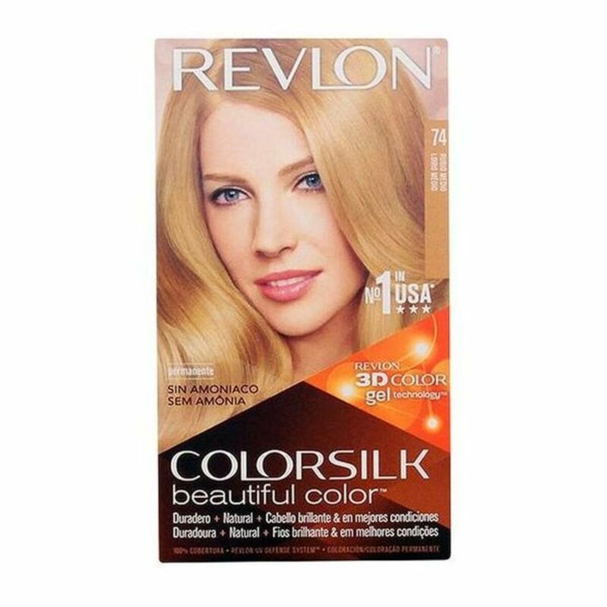 Farve uden ammoniak Revlon -3a Nº 74-Rubio Medio (1 enhed) til Dame-produktemballage