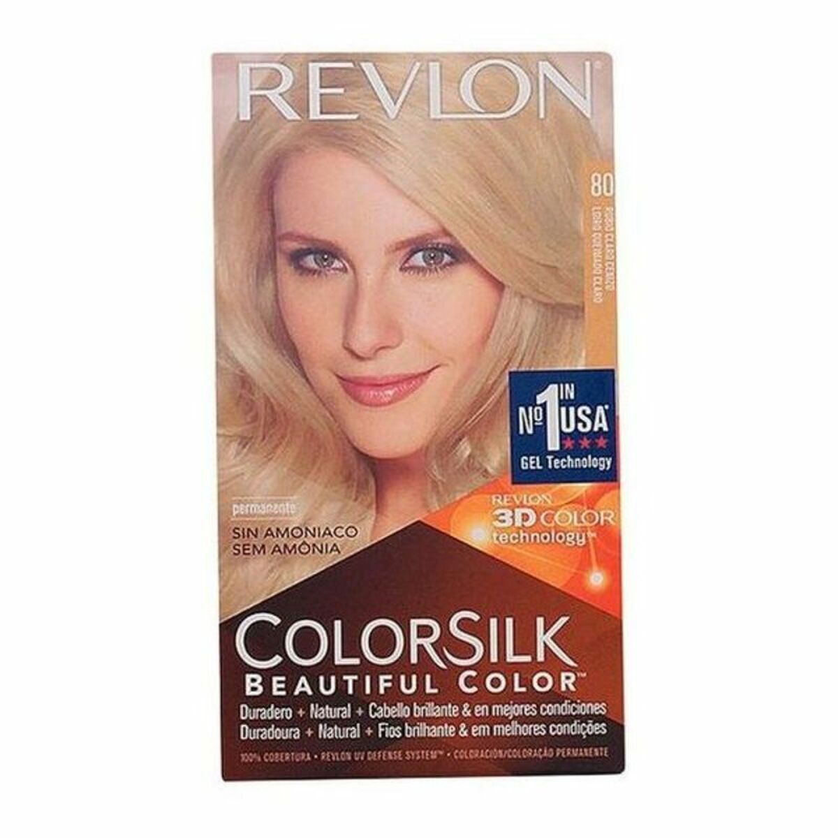 Farvestof No Ammoniak Revlon I0021838 Ash Blonde Nº 80-Rubio Claro Cenizo (1 enhed) til Damer produktemballage