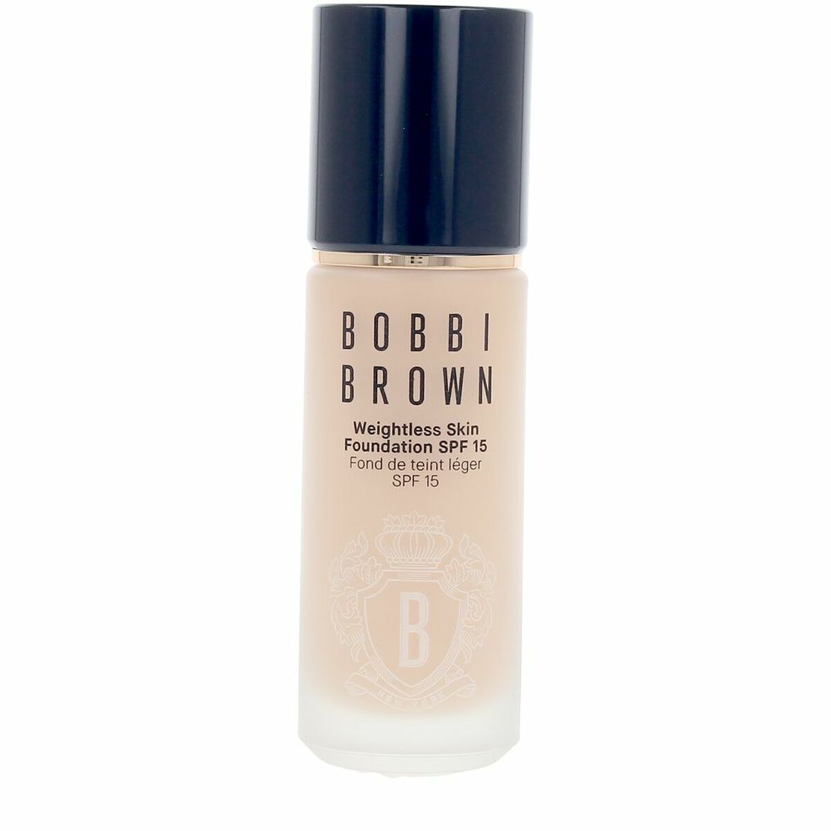 Flydende Make Up Base Bobbi Brown VÆGTløs hud Beige Spf 15 30 ml produktemballage