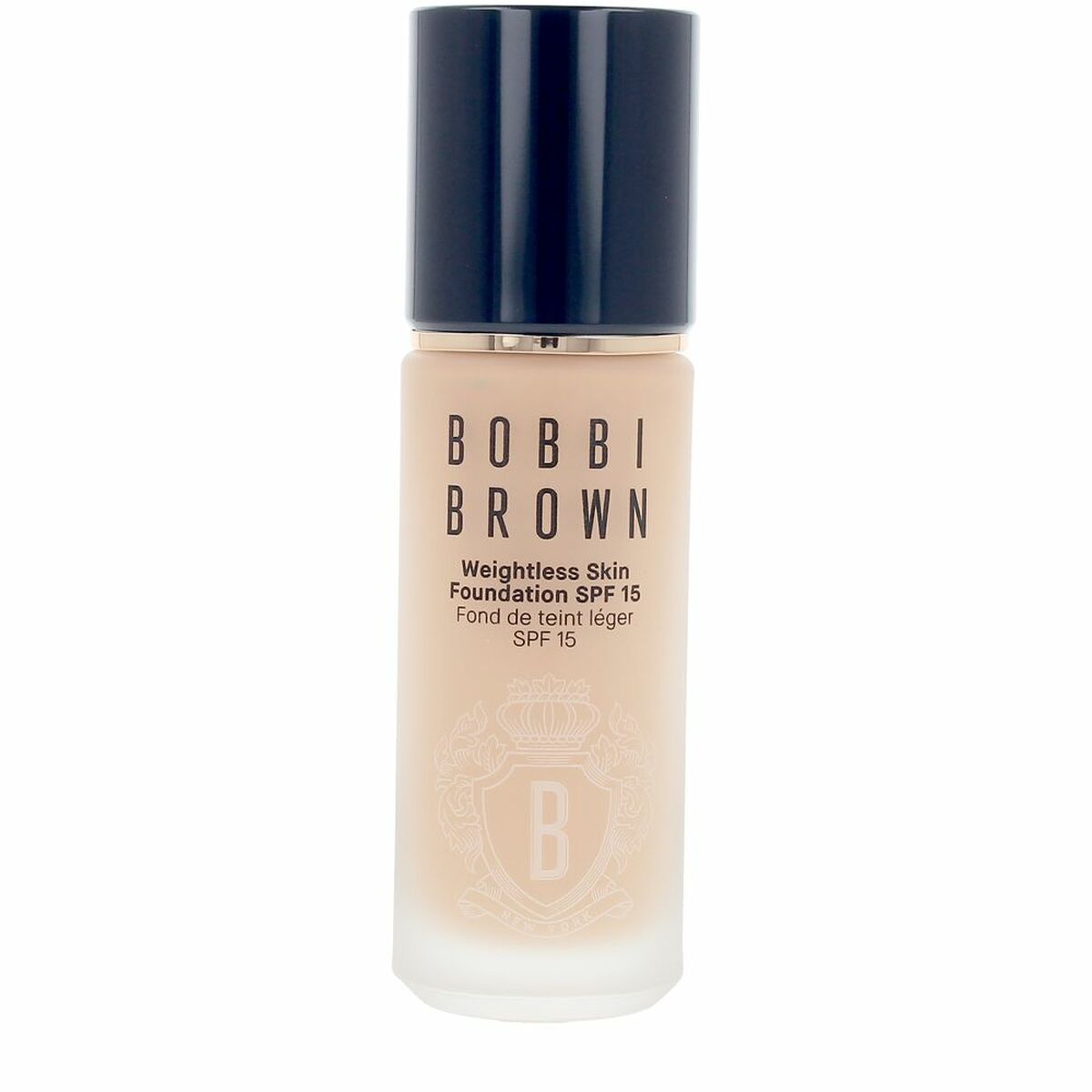 Flydende makeup base Bobbi Brown VÆGTløs hud Natural Spf 15 30 ml produktemballage