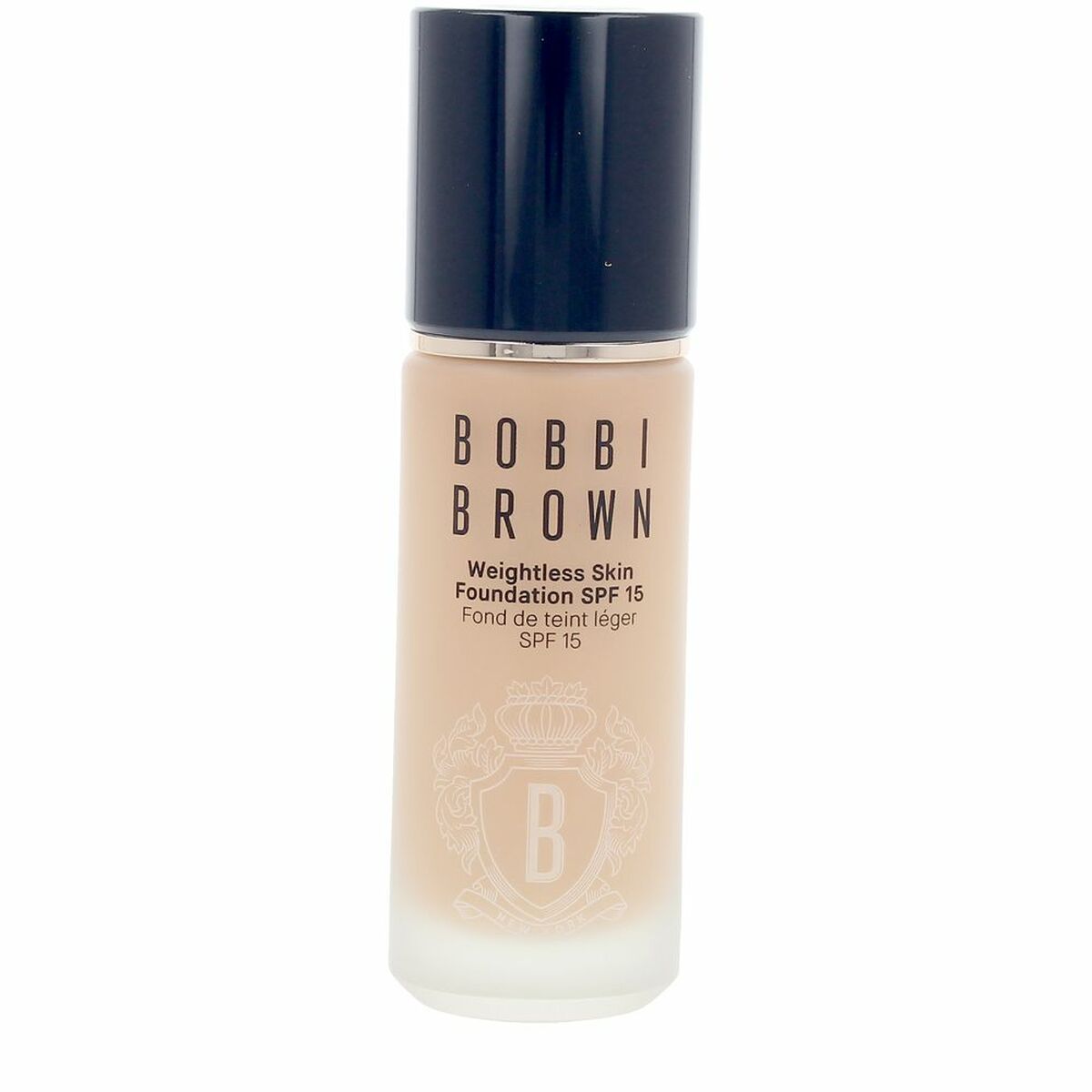 Flydende Make Up Base Bobbi Brown VÆGTløs hud Spf 15 30 ml produktemballage