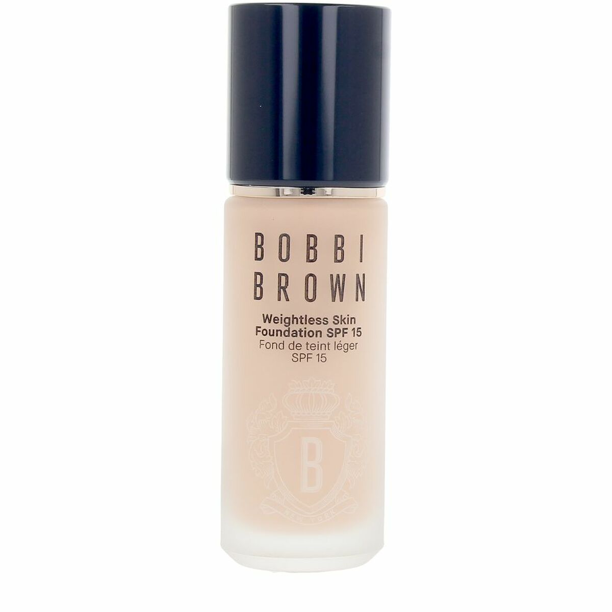 Flydende Make Up Base Bobbi Brown VÆGTløs hud cool beige Spf 15 30 ml produktemballage