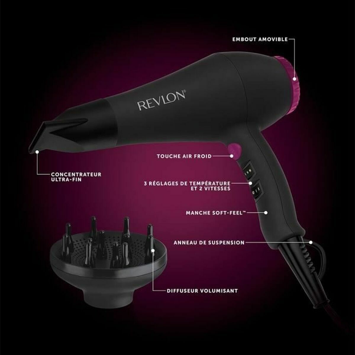 Hårtørrer Revlon RVDR5251 Sort / Rose Gold 2000 W produktemballage