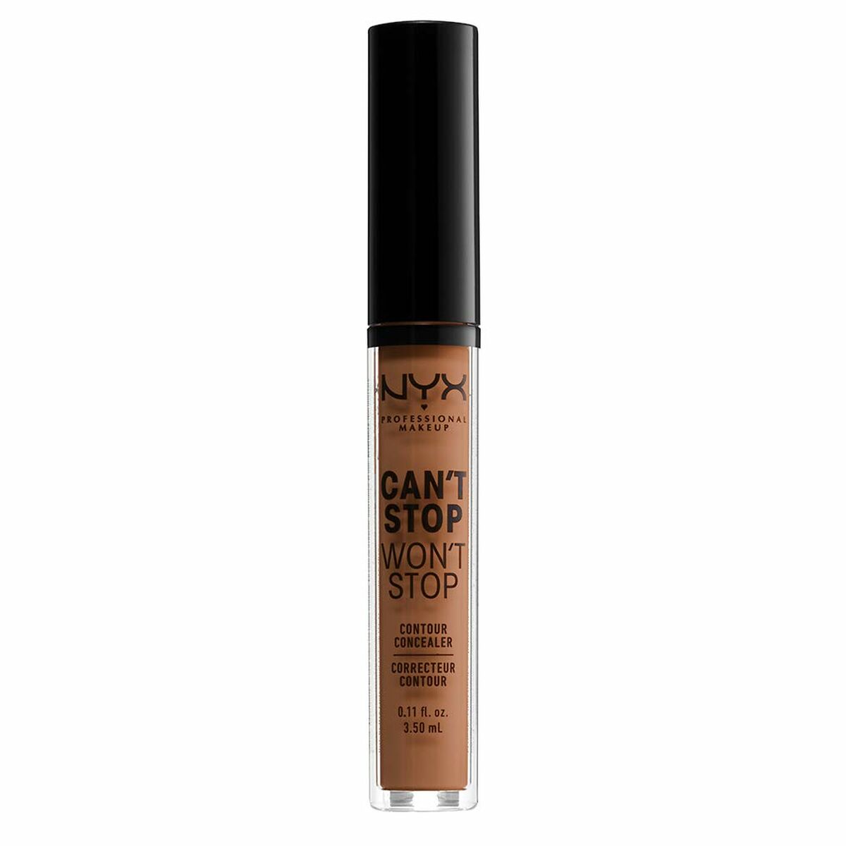 Liquid Corrector NYX Can't Stop Vil ikke Stop Varm karamel 3,5 ml produktemballage 3,5 ml