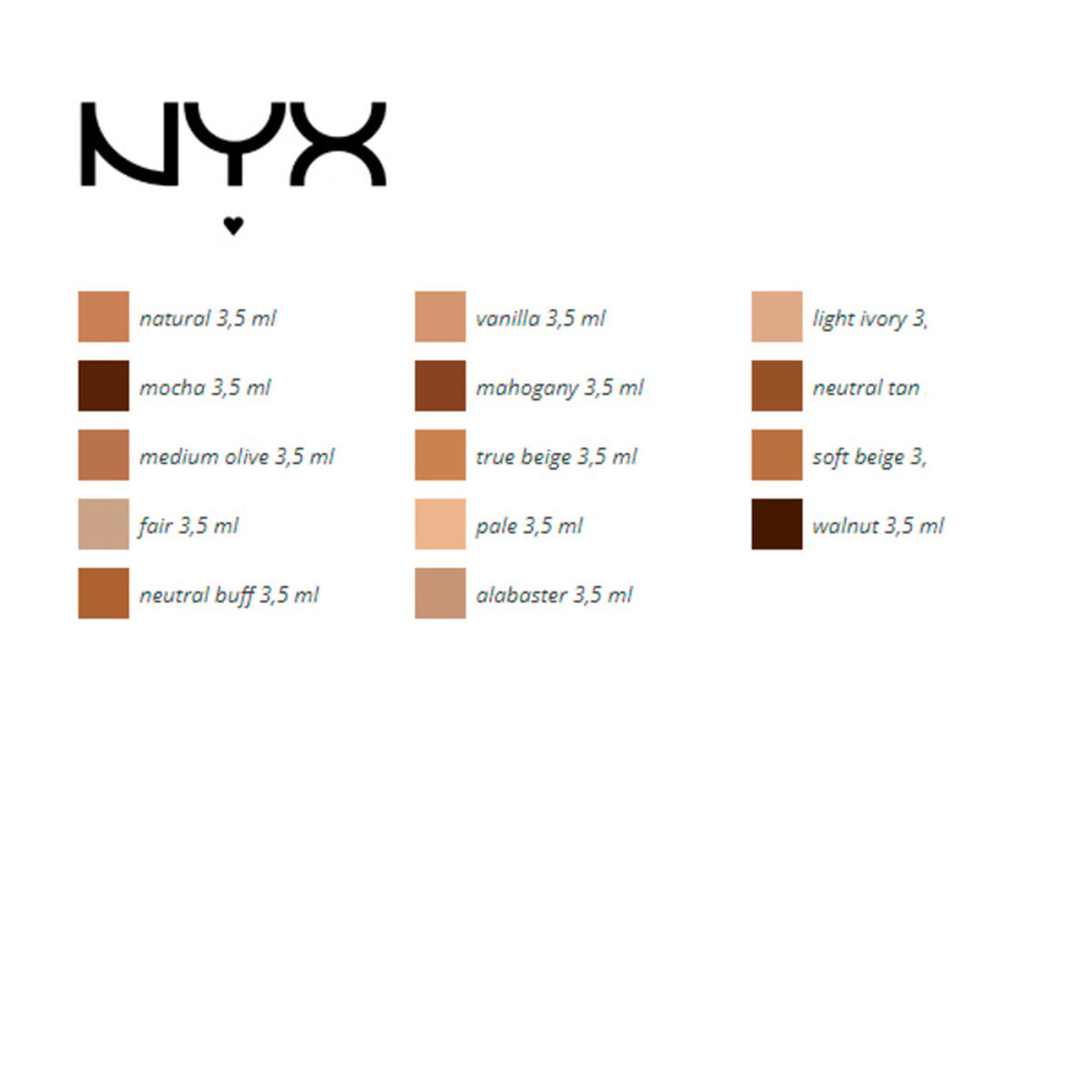 Ansigtskorrektor kan ikke stoppe vil ikke stoppe NYX (3,5 ml) 3,5 ml produktemballage
