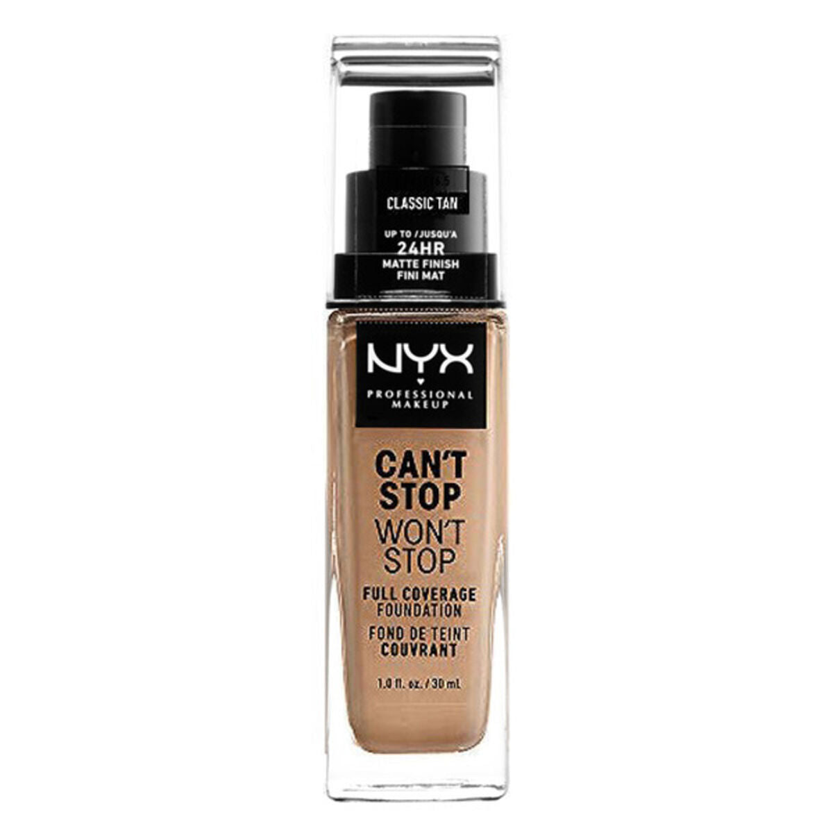 Flydende make-up base kan ikke stoppe vil ikke stoppe NYX (30 ml) (30 ml) produktemballage