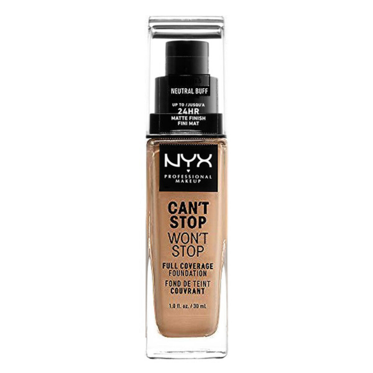 Flydende make-up base kan ikke stoppe vil ikke stoppe NYX (30 ml) (30 ml) produktemballage