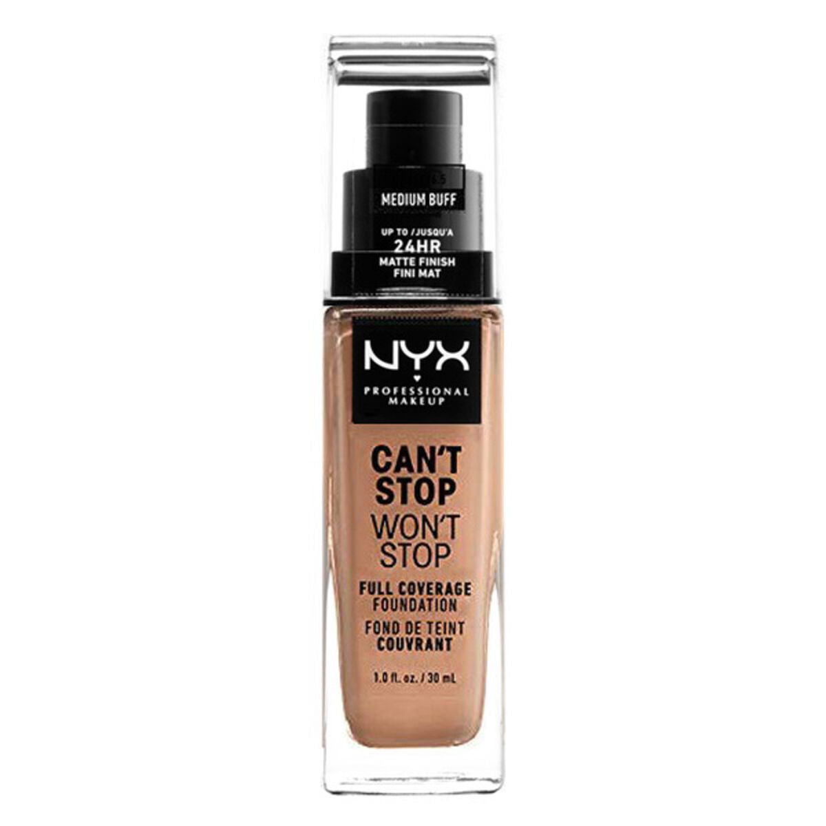 Flydende make-up base kan ikke stoppe vil ikke stoppe NYX (30 ml) (30 ml) produktemballage