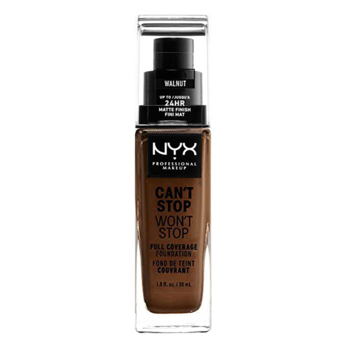 Flydende make-up base kan ikke stoppe vil ikke stoppe NYX (30 ml) (30 ml) produktemballage