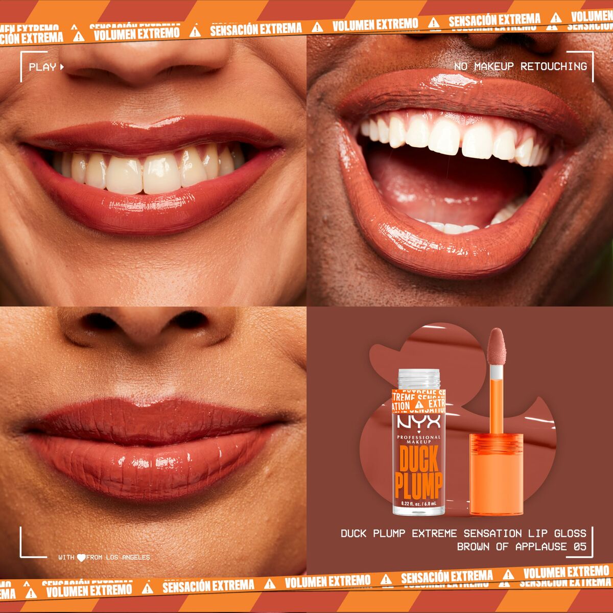 Læbeglans NYX Duck Plump Brun af klapsalver 6,8 ml produktemballage 6,8 ml
