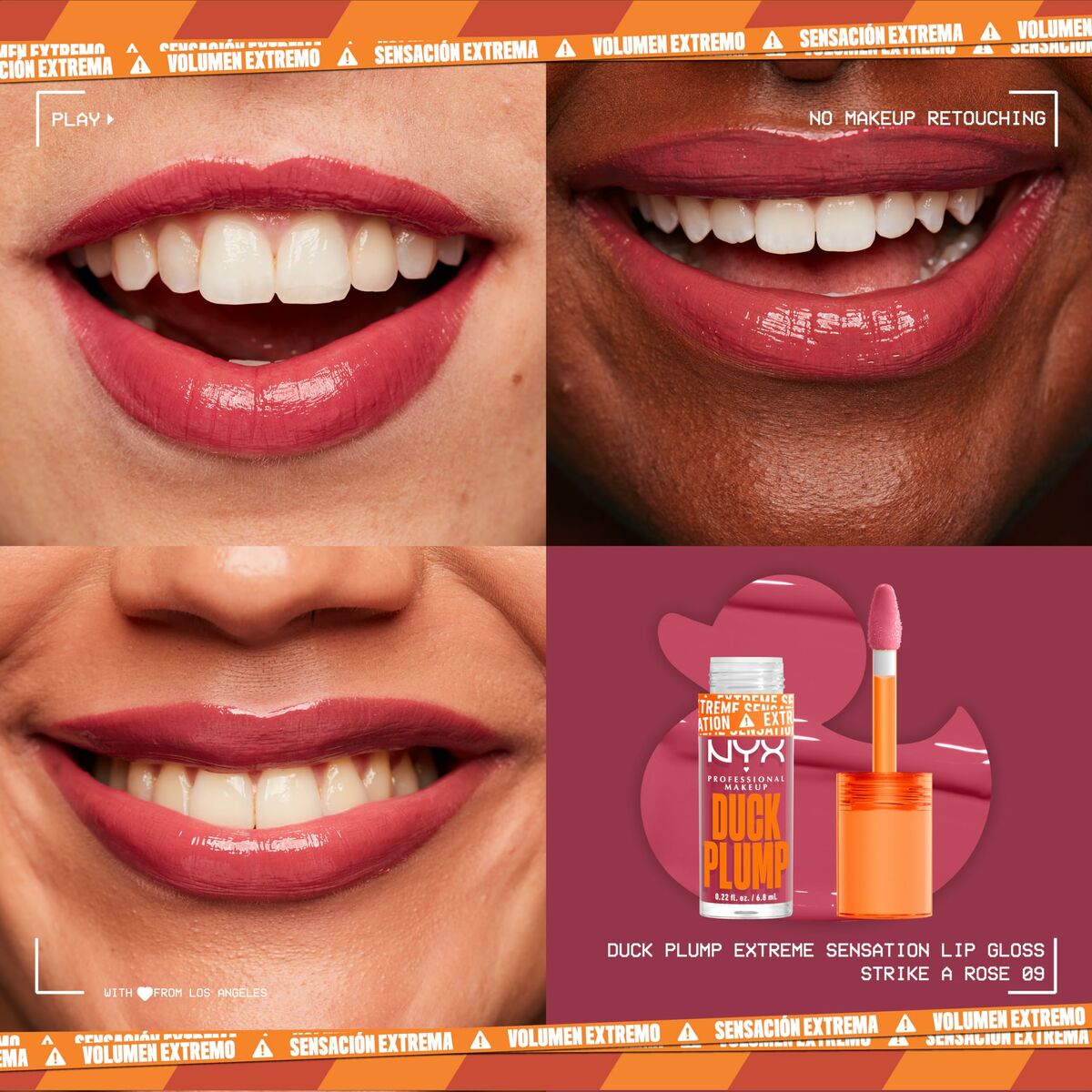 Lipgloss NYX Duck Plump Strike a rose 6,8 ml produktemballage 6,8 ml