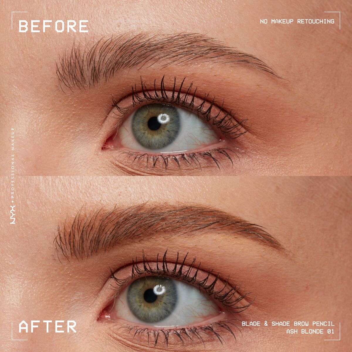 Øjenbrynsblyant NYX BLADE & SHADE NANO Nº 01-Ash Blond produktemballage