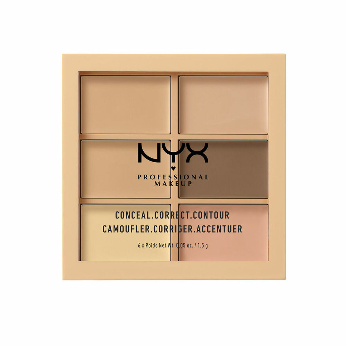 Make-up sæt NYX Skjul korrekt kontur 1,5 g 6 x 1,5 g Palette 1,5 g makeup emballage