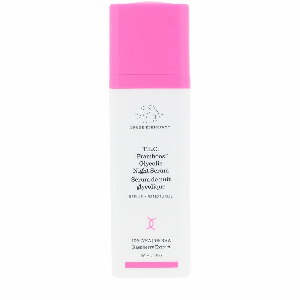 Ansigtsserum Drunk Elephant T.L.C. FRAMBOOS GLYCOLIC 30 ml serumflaske