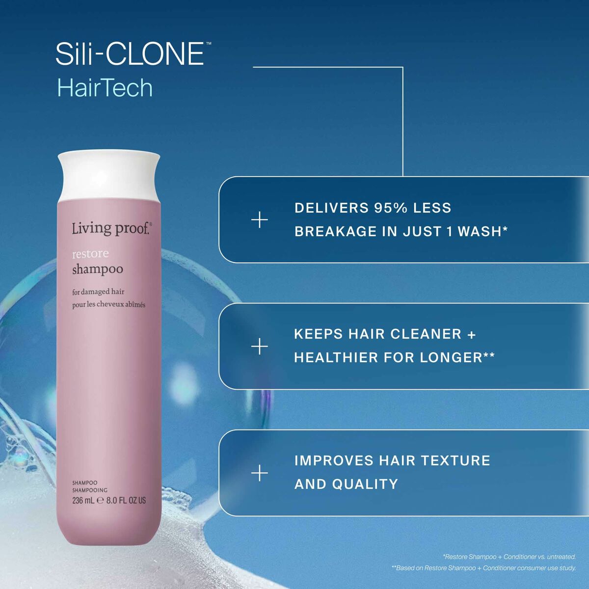 Shampoo Living Proof RESTORE 236 ml til kvinder shampooflaske