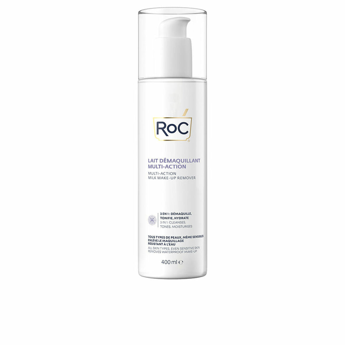 Facial Make Up Remover Cream Roc Leche Desmaquillante 400 ml 3-i-1 hudplejeemballage